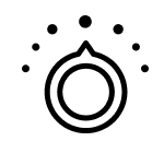 A washing machine dial setting icon.